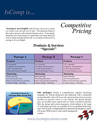 IsComp Systems Inc 4-Color Sales Brochure: Pricing